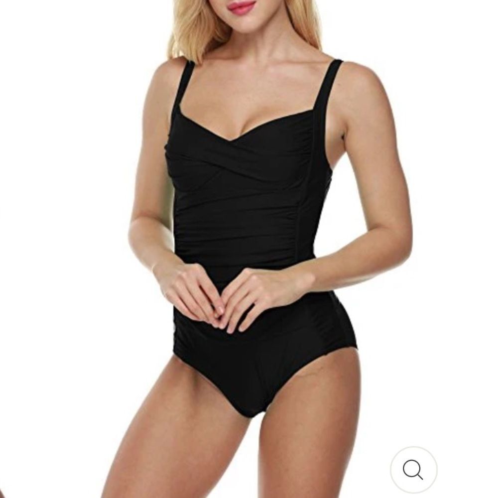 Ekouaer Black One Piece Swimsuit Bathing Suit Sz XL